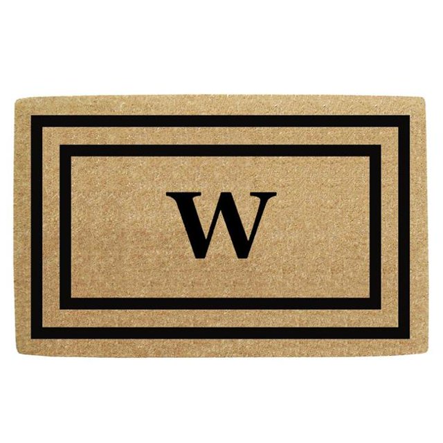 Nedia Home O2044W 22 x 36 Po Mince Double Cadre Photo Résistant Tapis de Porte de Coco & 44; Monogrammé W - Noir