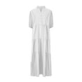 image 2 of jobturf Plus Size Summer Dresses for Women 2024 Casual Crew Neck Button Down 3/4 Sleeve Loose Flowy Shirt Dress Boho Ruffle Tiered A-Line Beach Sundress