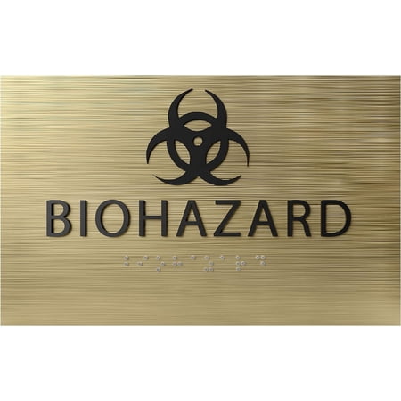 ADA CENTRAL SIGNS - 6" X4" Biohazard Sign | Tactile Graphics Grade 2 Braille Text Potential Danger Wall Sign| ADA Compliant Authorized Person Only Warning Sign for Hospital, medical space, Laboratory