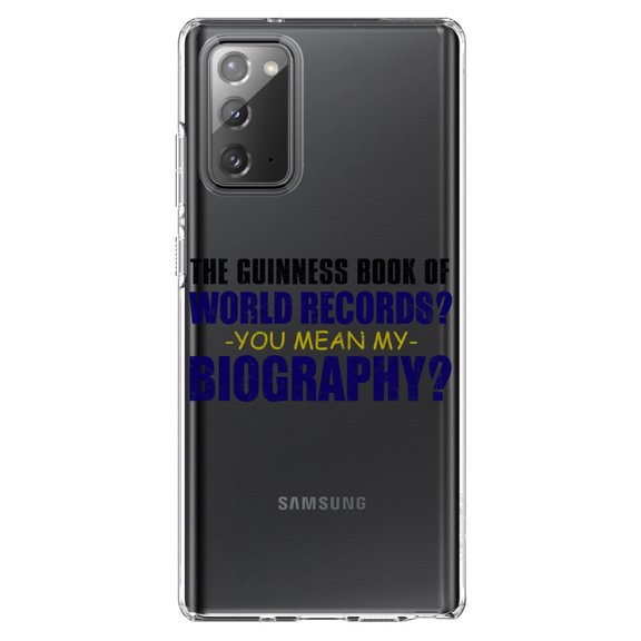DistinctInk Clear Shockproof Hybrid Case for Galaxy Note 20 ULTRA (6.9" Screen) - TPU Bumper Acrylic Back Tempered Glass Screen Protector - Guinness Book Of Records - My Biography