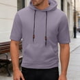 thumbnail image 2 of Curuila Mens T Shirt Hooded Short Sleeve Solid Color Summer Breathable Soft Lightweight Tops With Pocket Grey Size S, 2 of 8