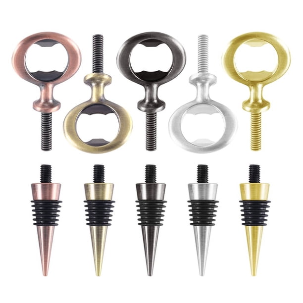 10 Piezas Abrebotellas de Metal y TapóN de Vino, Juego de Insertos de Abridor de Planas de Acero Inoxidable en Blanco Hardware Abrebotellas de Cerveza