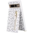 thumbnail image 5 of Google Pixel 7 Pro Case for Women with Card Holder 6.7" 5G 2022,Google Pixel 7 Pro Phone Case with Strap,Crossbody Lanyard Cases with Credit Card Slots Kickstand Case,White Leopard, 5 of 14