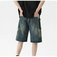 thumbnail image 4 of Y2K Blue Denim Shorts Summer Casual Loose Straight Leg Unisex Baggy Jeans Shorts Jorts Grunge Harajuku Streetwear, 4 of 8