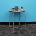 thumbnail image 2 of Home Basics Foldable Round Multi-Purpose Side Accent Metal Table, Matte Grey, 2 of 5