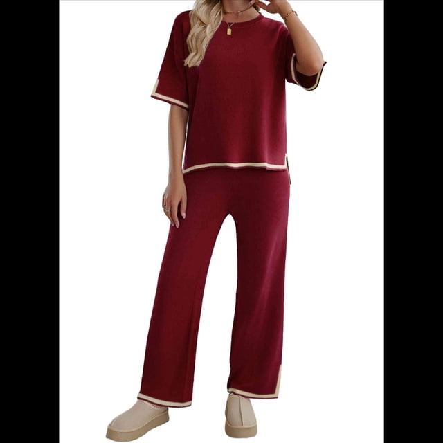 Pantalón de Punto de Corta, Color Vino Tinto, Talla M