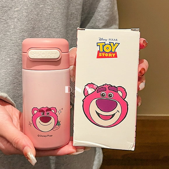 Strawberry Bear flip cover children's water cup cute cartoon thermos cup mini portable boy and girl school cup straw cup