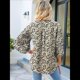 thumbnail image 4 of Blusas de Mujer con Mangas 3/4 y Cuello en V Holgado con Estampado de Pétalos de , Blusas de Trabajo de Negocios Hojas Negras M, 4 of 7