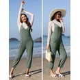 thumbnail image 5 of Ekouaer Jumpsuits for Women Sleeveless Spaghetti Strap Ribbed Overall Jumpsuit V Neck Summer Romper with Pockets 2026, 5 of 6
