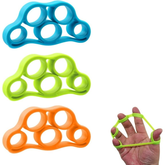 3PCS Hand Strengthener Hand Grip Strengthener Finger Exerciser Stretcher Finger Resistance Bands Stress Relief Toys