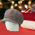 thumbnail image 6 of Lnzyyephy Women Fashion Knitted Newsboy Hats Houndstooth Print Warm Painter Visor Beret Classic Retro Cabbie Hat for Daily Travel, 6 of 8