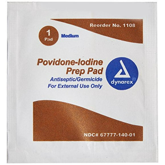 Dynarex Povidone-Iodine Prep Pad, Medium - 100pcs/box