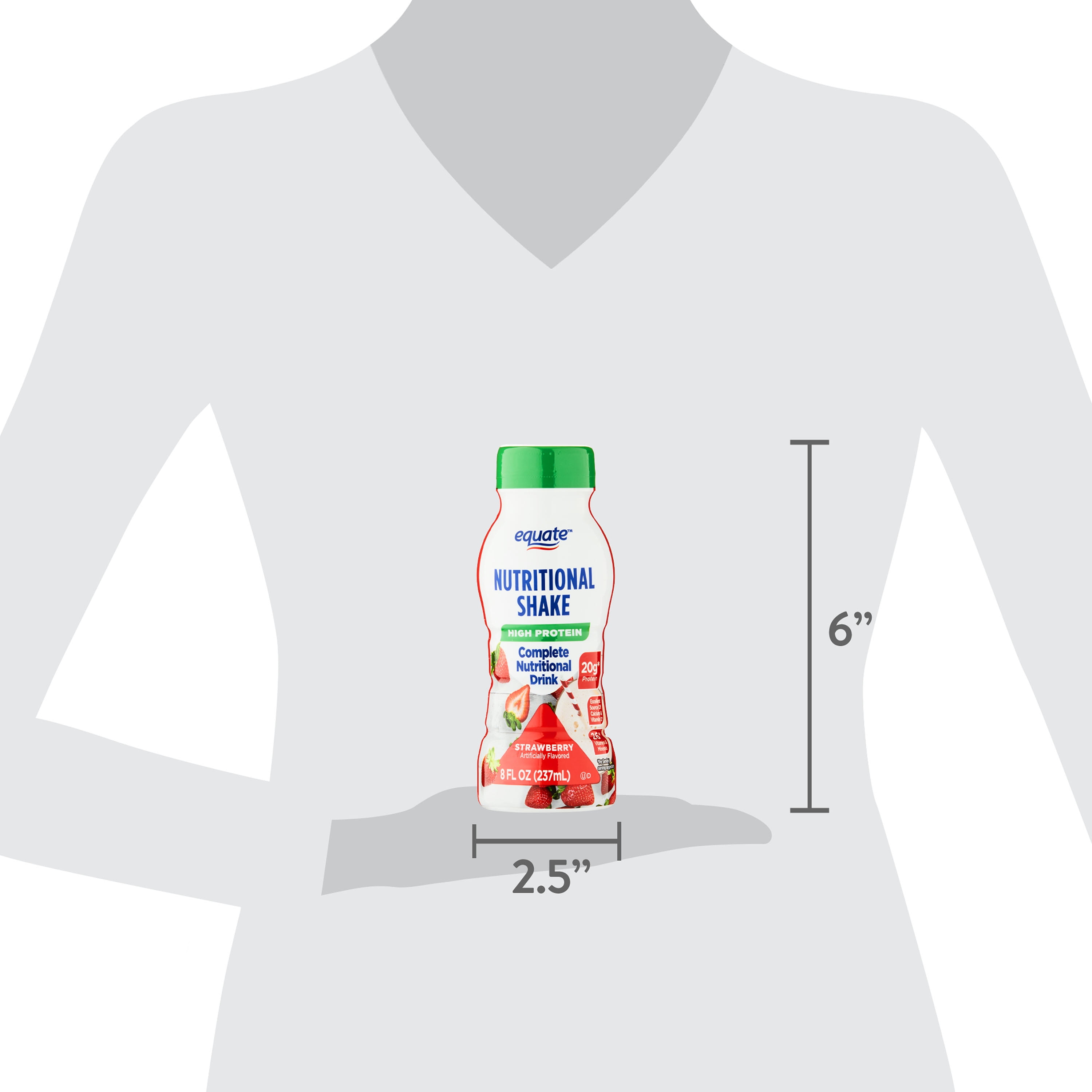 Equate High Protein Nutrition Shake, Strawberry, 8 fl oz, 6 Count