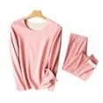 thumbnail image 1 of Conjunto de ropa interior térmica larga para mujer, 2 piezas, forro polar, conjunto de pijama superior e inferior, se puede usar por ambos lados, 1 of 6