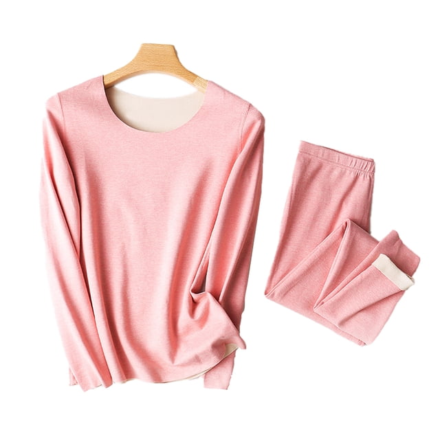 Conjunto de ropa interior térmica larga para mujer, 2 piezas, forro polar, conjunto de pijama superior e inferior, se puede usar por ambos lados