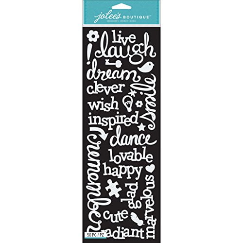 Jolees Boutique Autocollants, Mots Pailletés Blancs Rire et Amour