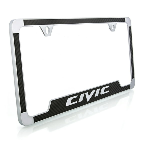 Honda Civic Black Simulated Carbon Fiber License Plate Frame Holder