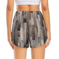 thumbnail image 2 of Lsque Wooden Texture Printed Women's Running Shorts with Liner Pockets,Elastic Quick Dry Workout Athletic Gym Yoga Shorts,Womens High Waist Shorts-X-Large, 2 of 9