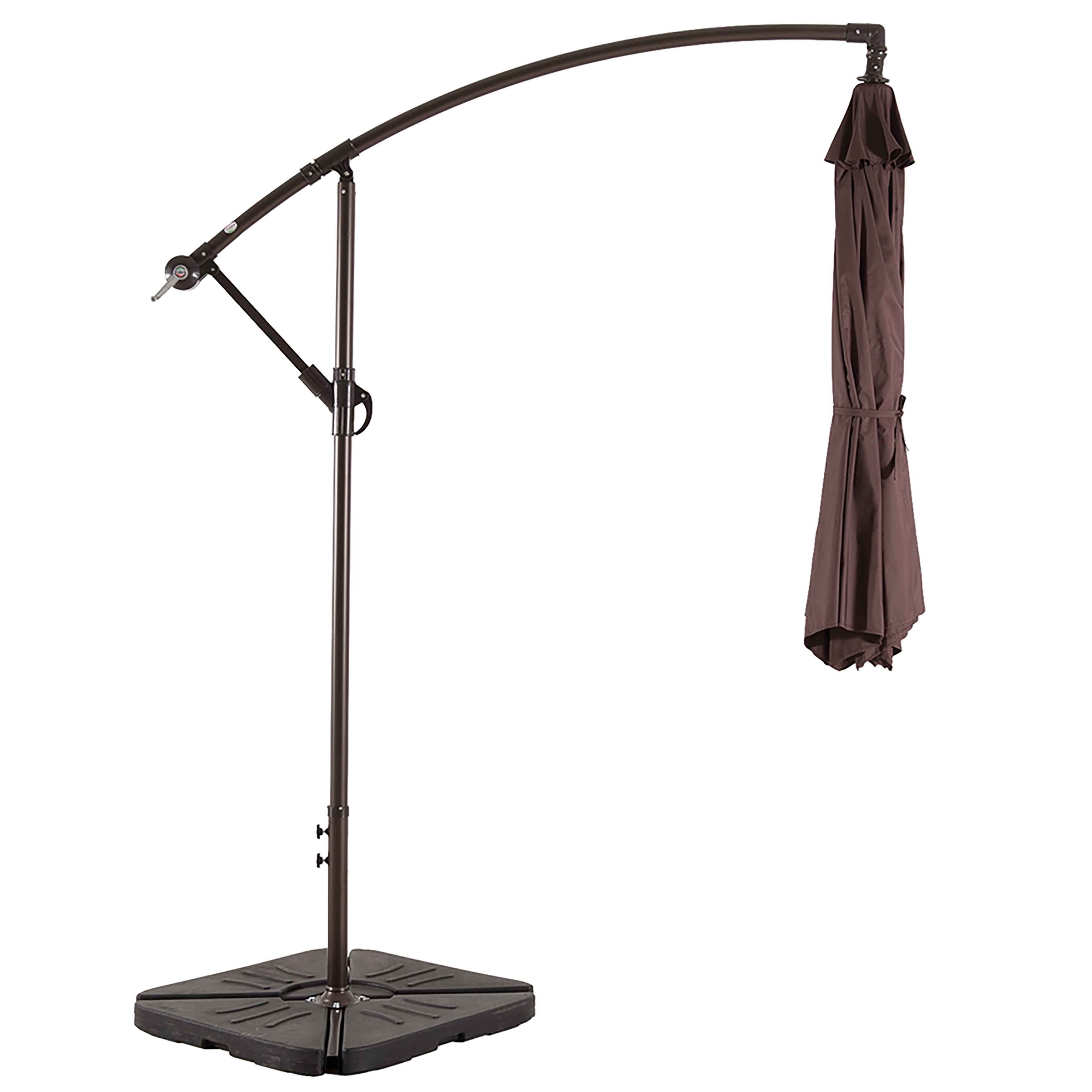 Polytrends Steele 10-ft. Offset Patio Umbrella with Weight Base Stand Coffee