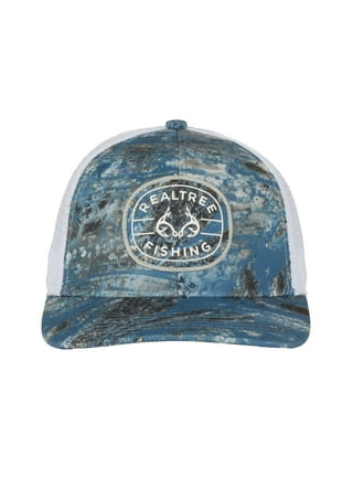Realtree Fishing WAV3 Blue Camo Fabric Patch Mesh Back Hat Stretch Fit  Baseball Cap for Men & Women, Large/Extra Large 
