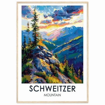 369 Prints Schweitzer Mountain Summit Art Idaho Travel Decor Ski Resort Poster Schweitzer M - No Framed, Vintage Wall Art, Trendy Retro Print, Room Decor, Wall Art, Poster Only