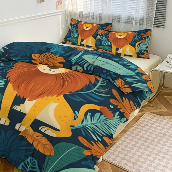 Forest Lion (29) Duvet Cover Set Bedding Set Polyester Quilt Cover for Bedroom Decoration