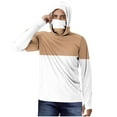 thumbnail image 3 of DDAPJ pyju Mens Sun Hoodie Shirt Color Block Long Sleeve Sun Protection T-Shirts Quick Dry Cooling Hiking Workout Hooded Tops with Mask White XXL, 3 of 6