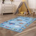 thumbnail image 3 of Ottomanson Machine Washable Flatweave Planes 4x6 Kids Play Mat Area Rug, 4' x 6', Blue, 3 of 11