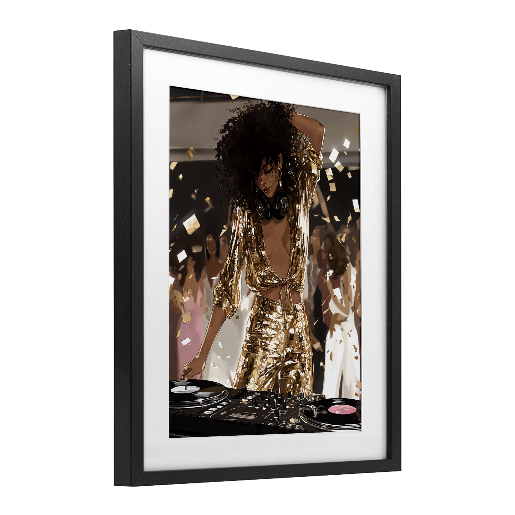 Stupell Industries Shimmering DJ in Sequins Black Framed Print Under Glass, design by Franklyn Gregory