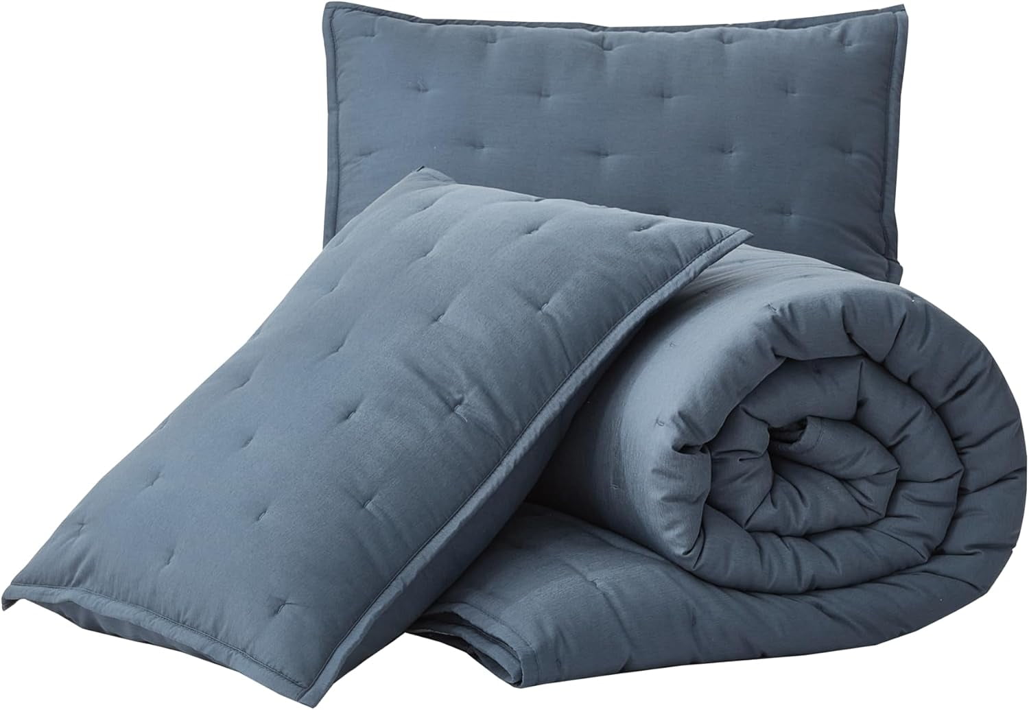 Chezmoi Collection Glen 3-Piece Crescent Stitched Quilt Set, Queen Size, Steel Blue, Rayon Derived from Bamboo & Polyester Blended, Soft Breathable Cooling Bedspread for Hot Sleepers