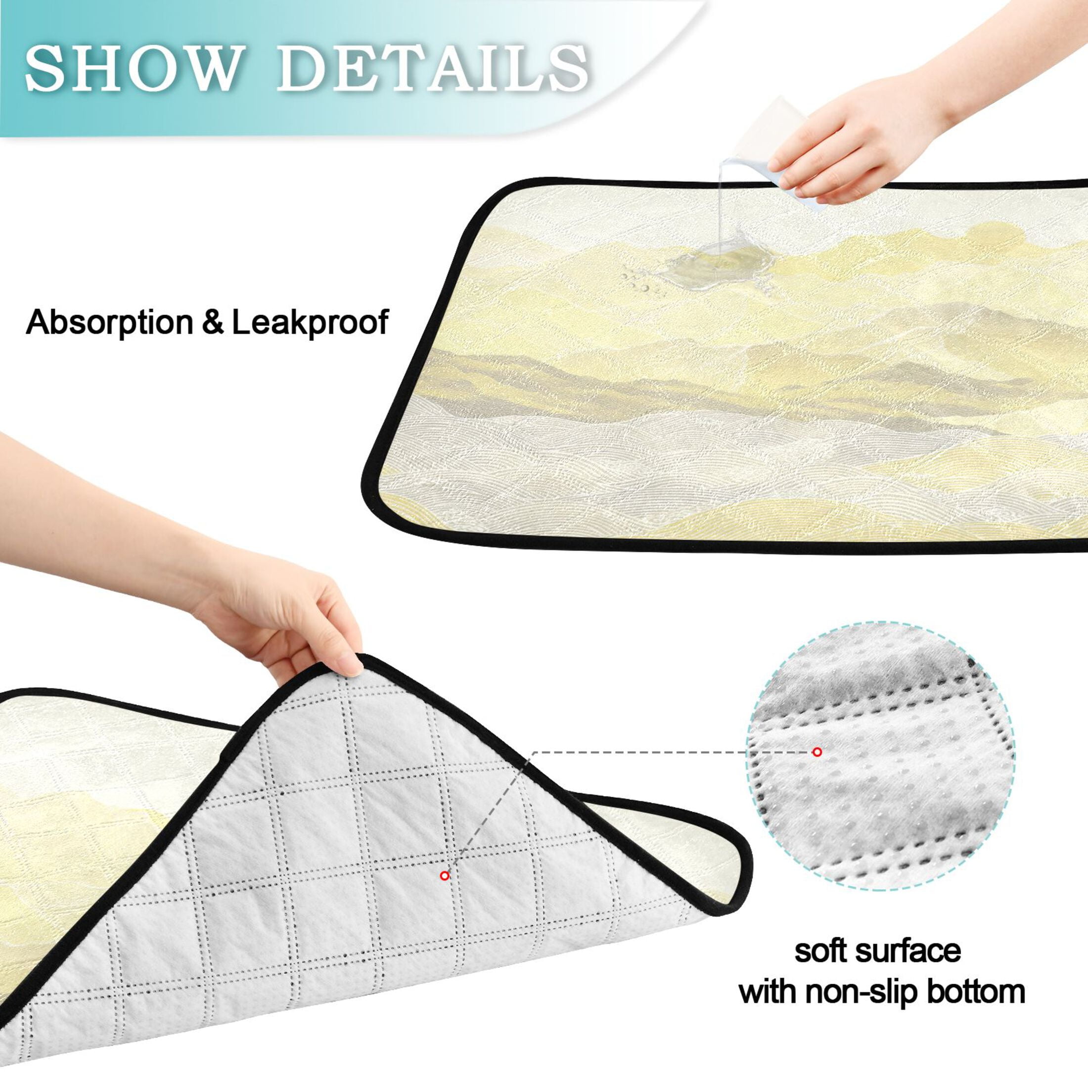 Washable Pet Pee Pads with Super Absorbent Reusable Training Pads for Dogs & Cats Patterned Hills