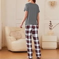 thumbnail image 3 of RKSTN Womens Ensembles de Pyjama Mode Col Rond Manches Courtes Taille Élastique Pantalon Imprimé Pyjama Set Doux Confortable Pajamas, 3 of 4
