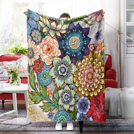 SHTUUYINGGFloral Fleece Throw Blanket, Vibrant Color Flowers Blossom Cozy  Decor Throws for Sofa Bed Couch Chair or Dorm 40×50 inch | Walmart Canada