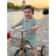 thumbnail image 4 of BemeyourBBs Toddler Baby Boys Summer Clothes Baby Boy Church Outfit Textured Button Down Short Sleeves Shirt and Elastic Shorts Set Baby Boy Beach 2 Piece Outfits, 4 of 9