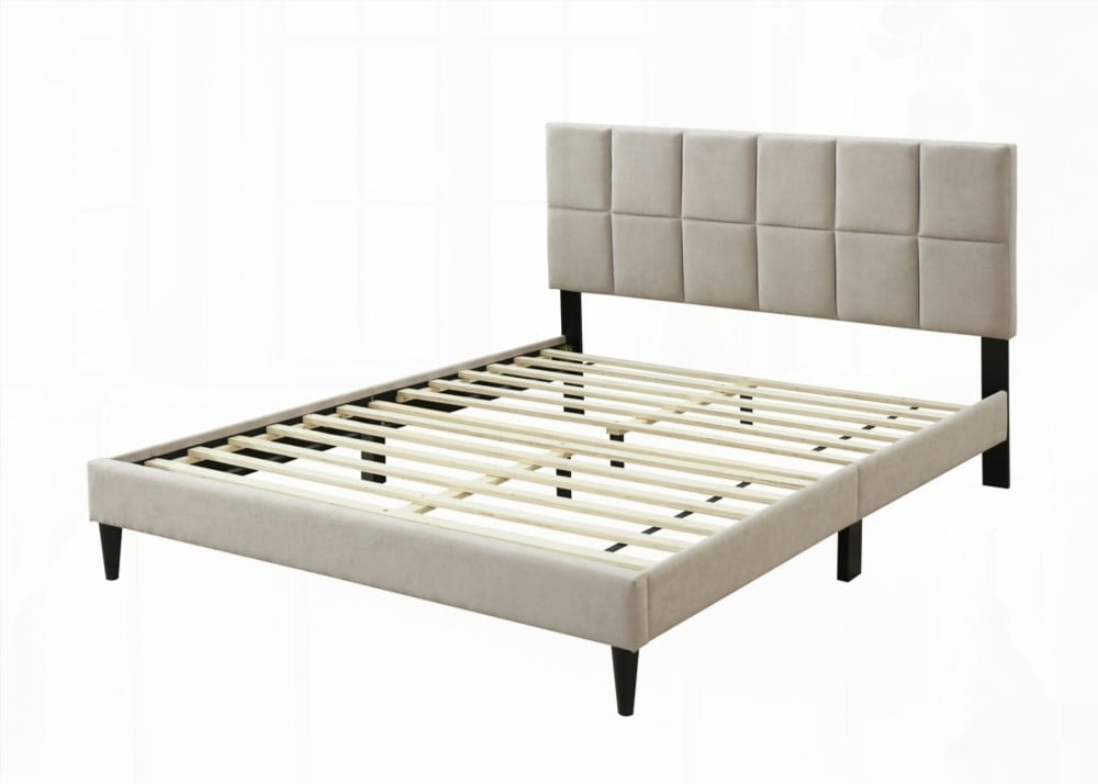 King Sized Bed in a Box with USB and Light Gray Polyester Fabric