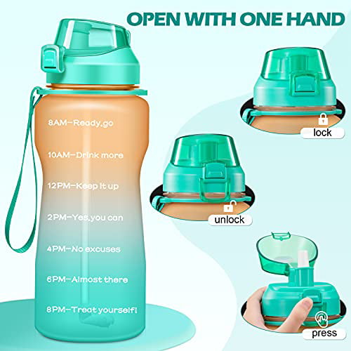 4AMinLA Motivational Water Bottle 64/100oz Half Gallon Jug with Straw and Time Marker Large Capacity Leakproof BPA Free Fitness Sports Water Bottle 