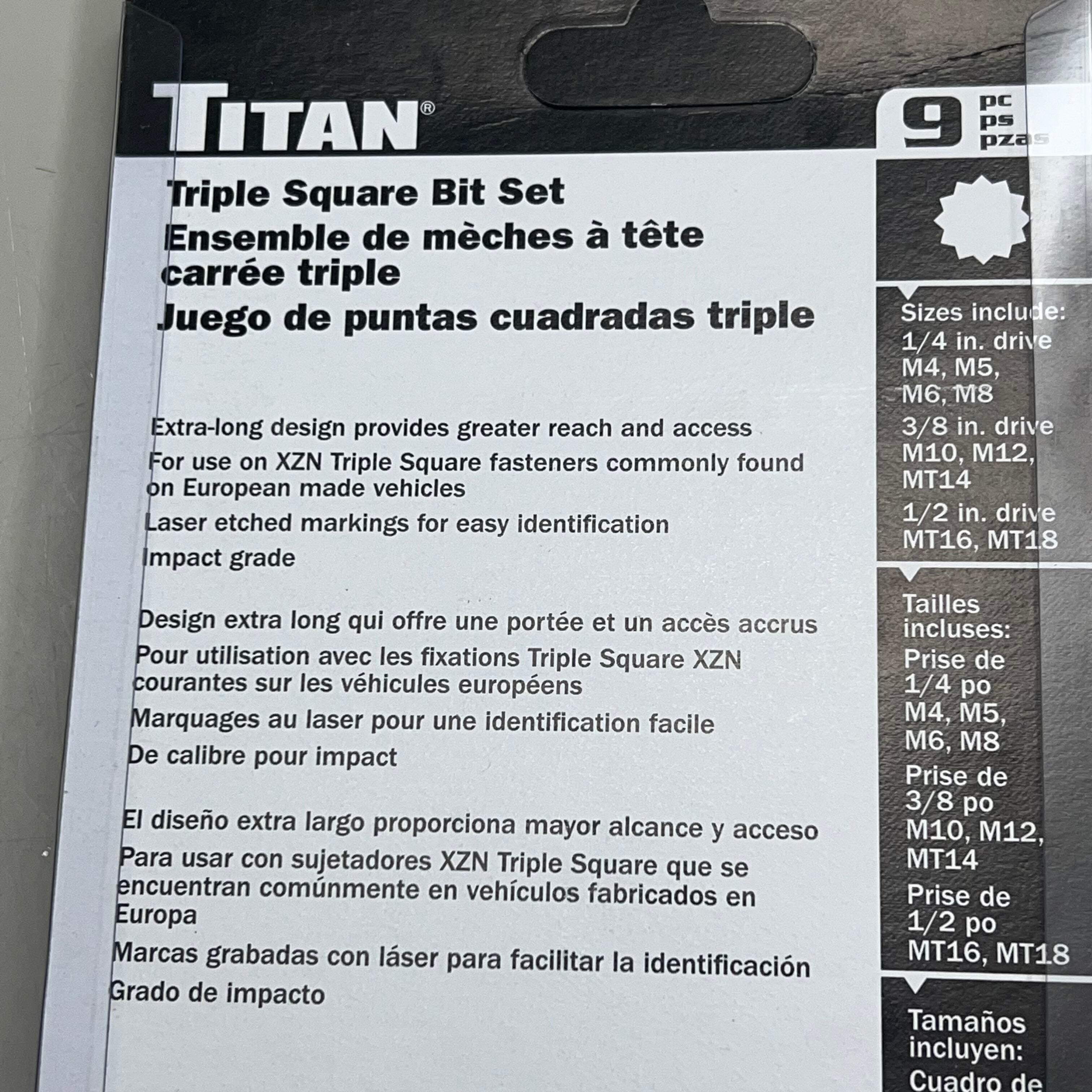 Titan XZN Triple Square Impact Bit Socket Set - 9 Piece
