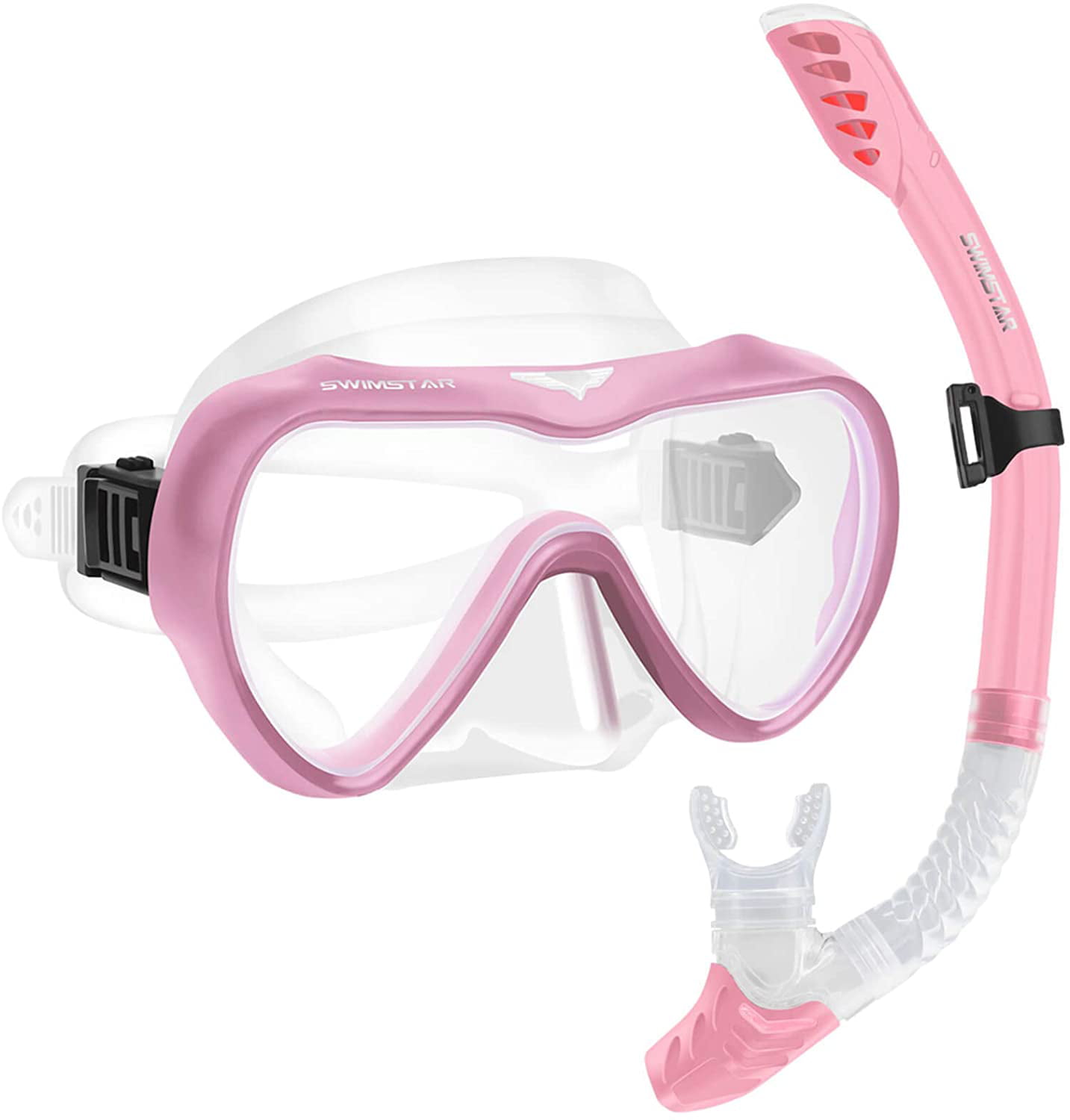 Adult Snorkel Mask Pink Anti-Fog Scuba Masks Purge Valves Diving Goggles Set 