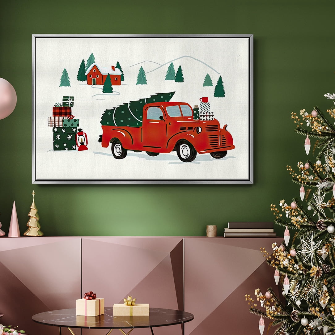 Going to Grandmas Collection A - Framed Gallery Wrapped Holiday Canvas - 17 x 25 - Silver Frame