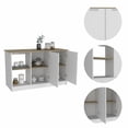 thumbnail image 3 of Sleek and Modern White and Light Oak Kitchen Island, 3 of 4
