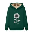 thumbnail image 2 of Oversized Sweatshirt for Women, Women's Casual Printed Winter Warm Solid Pocket Long Sleeve Hooded Sweatshirt Top, #2Olive Green XXXL, 2 of 3