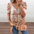 thumbnail image 2 of Milk Tea Drink Cute Design Womens Summer V Neck Zipper Top Short Sleeve T Shirt Off Shoulder Top Casual Classy Loose Shirts, 2 of 7