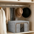 thumbnail image 6 of 1-Pack Foldable Oxford Fabric Storage Box Transparent Window, Stackable Clothes Organizer Bin, Clothes Bin Storage Foldable Collapsible Container for Clothing Bedding Home Bedroom Wardrobe, 1pc, 6 of 7