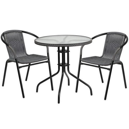 Bowery Hill 2 Piece Round Patio Dining Set in Black and