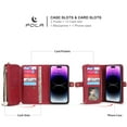 thumbnail image 4 of for iPhone 16 Pro Case, for iPhone 16 Pro Wallet Case, Premium PU Leather [Magnetic Flip] [Zipper Pocket] [Wristband] [Card Holder] Detachable Case for iPhone 16 Pro,Red, 4 of 15