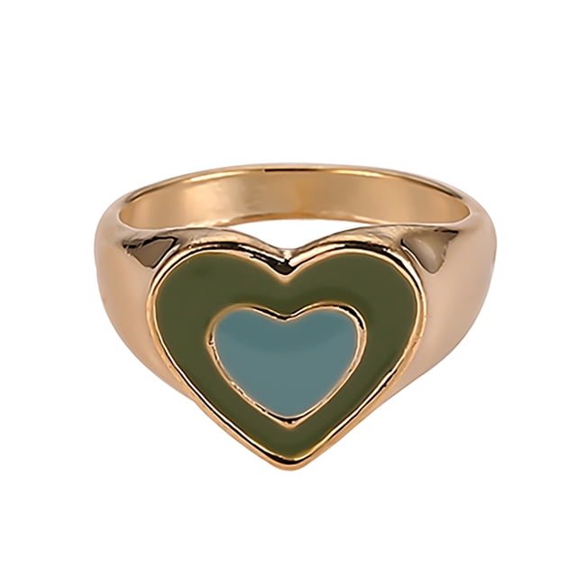 Fiudx Anillo de Corazón, Joyería de Aleación de Moda, Diseño Unisex Comodo, Forma Redonda Elegante, Regalo de Aniversario de Bodas, Adecuado para Todos, Fácil de Llevar y Guardar.