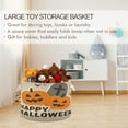 thumbnail image 5 of Collapsible 20" Round Storage Basket with Handles Laundry Hamper Open Storage Bins Cartoon Pumpkins and Tombstones, 5 of 6