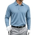thumbnail image 2 of LWavelet Long Sleeve Polo Shirts for Men Casual Button Dress Knit Golf Shirt Classic Business Office Collared Shirts, 2 of 6