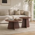 thumbnail image 3 of Nesting Coffee Table Set with Walnut Finish - Round Side Tables, 3 of 10