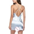 thumbnail image 5 of Luxalzxs Satin Lingerie for Women Sexy Deep V-Neck Nightgown Sexy Cross Backless Silk Nighty Lace Sling Lingerie Babydoll Erotic Intimates Chemise Nightdress Valentines Day Gifts for Women, 5 of 5